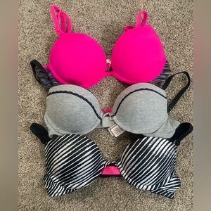 3 Y2K 32a 34a push up bras pink Victoria’s Secret La senza zebra print lace